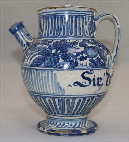 A Ligurian maiolica wet drug jar, 18th century, height 19cm
